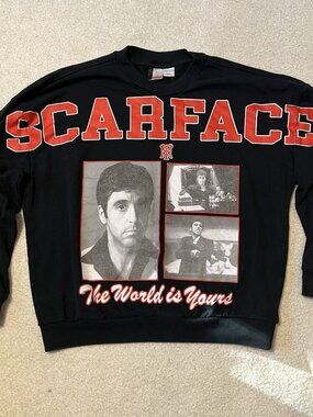 Rare Scarface Small Sweatshirt Black Tony Montana The World Is Yours Al Pacino